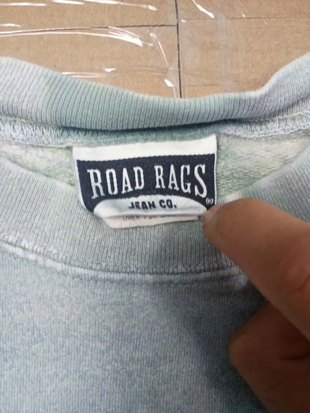 Vintage 90s Road Rags Jean Co. All-Over Logo Print Crewneck Sweatshirt Large